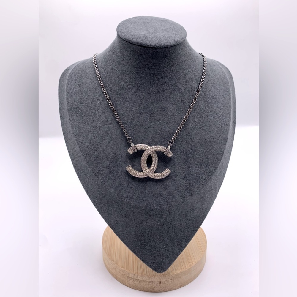 Chanel CC Strass Pendant Necklace Authentic